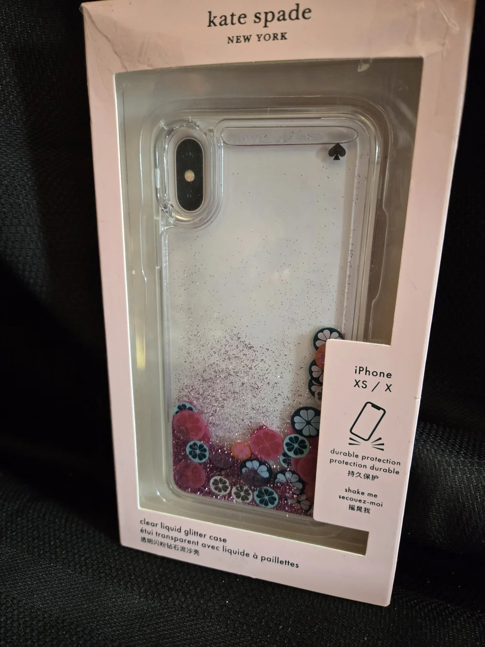 kate spade Pink Clear Liquid Glitter iPhone Case for iPhone XS / X